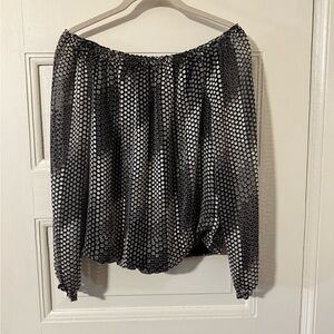 White House Black Market Black and White Polka Dot Blouse